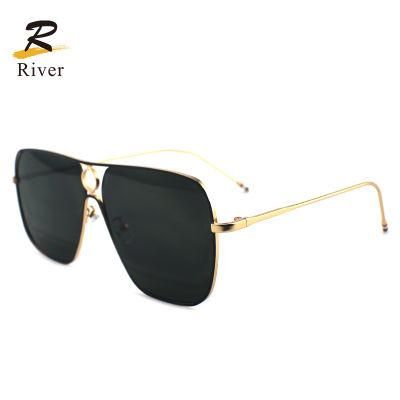 New Top Flat Oversize Metal Frames Women Stock Sunglasses