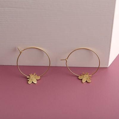 Stainless Steel 14K Gold Honeybee Earring Women Fashion Jewelry Earrings