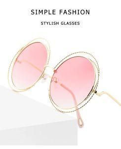 Fashion Metal Big Double Circle Framed Sunglasses Vintage Oversized Sunglass