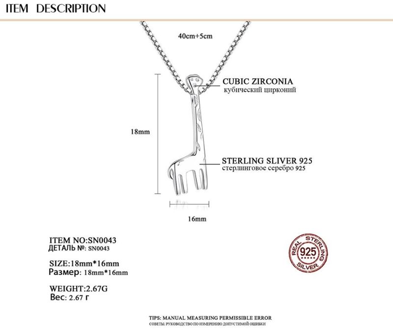 Funny Face Giraffe Necklace Inlaid Zircon with Extra Strong Light