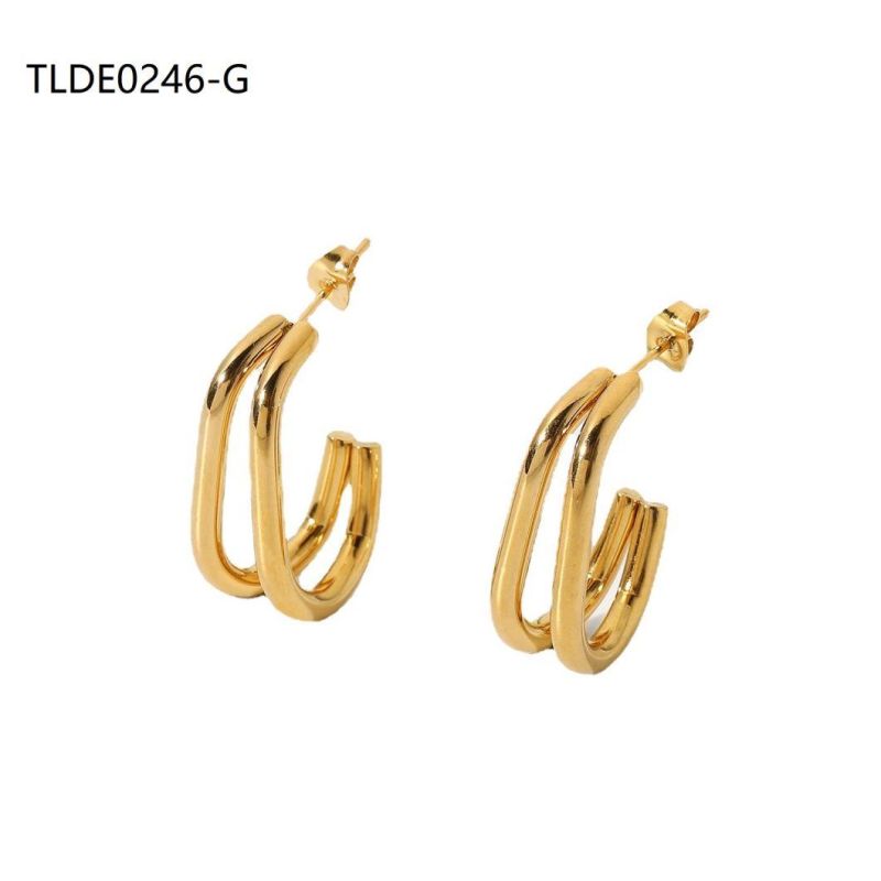 Manufacturer Custom Wholesale 18K Gold Croissant Stainless Steel Channel Earring, Bohemian Earrings, Earring for Woman Jewelry