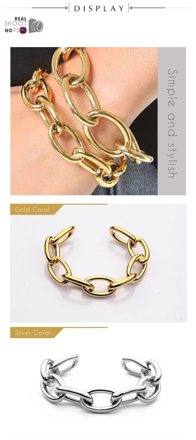 High-Quality Polishing 100% Copper Bracelet with 18K Gold Plating