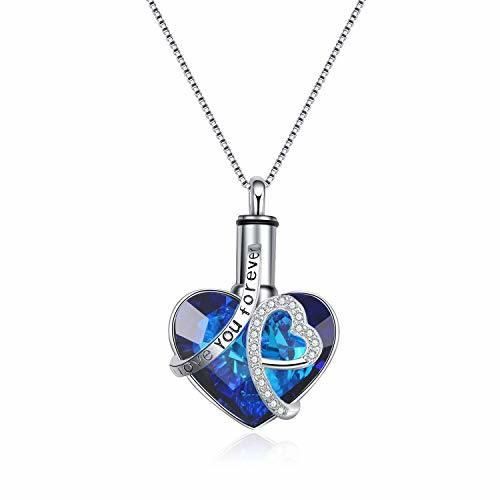 Blue Love Heart Urn Ash Jewelry Pendant