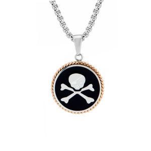 Stainless Steel Rope Skull Medallion Pendant Necklace