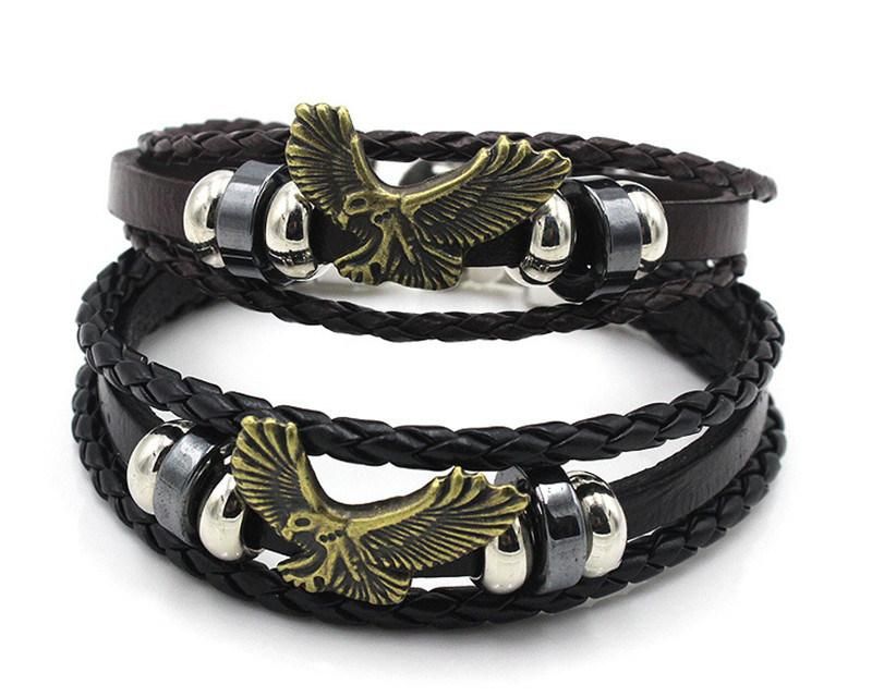 Eagle Braided Leather Rope Men Vintage Bracelet Fashion Jewelry