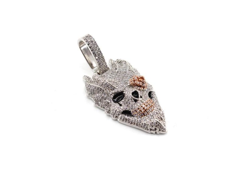 Hip Hop Jewelry Cuban Chain Pendant Crystal Skull Necklace