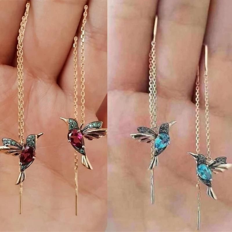 New Fashion Little Bird Drop Long Tassel Earrings Women Jewelry