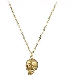14K Gold Plated Fashion Trend Street Style Stainless Steel Punk Skull Necklace