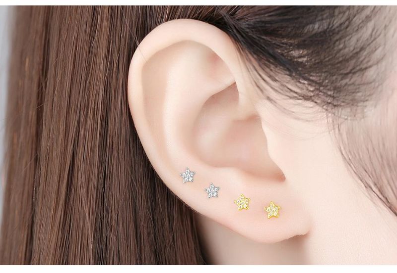 Fashion Silver Rose Gold Shinning Tiny Rhinestone Earrings