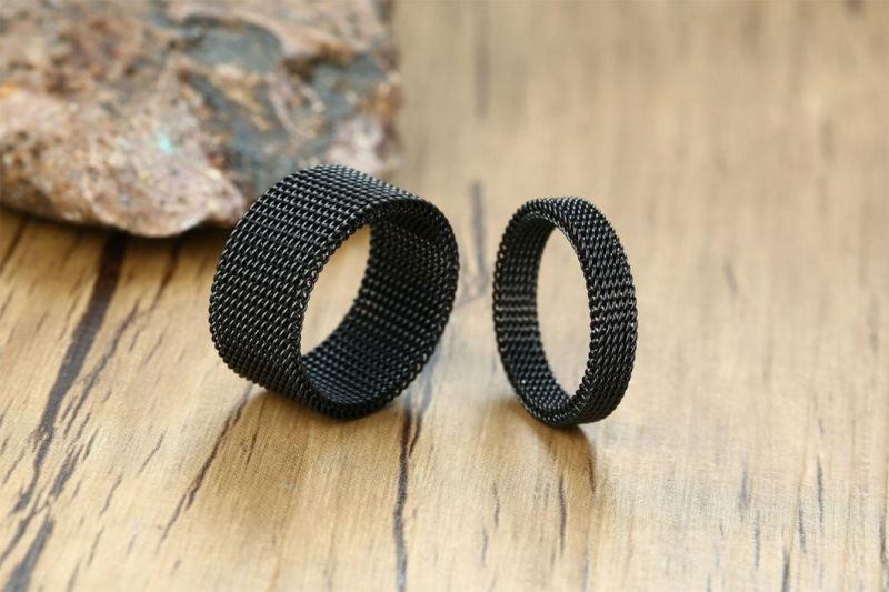 Fashion Jewelry Titanium Steel Mesh Hollow Ring Stainless Steel Wide Mesh Ring Couple Ring SSR2851