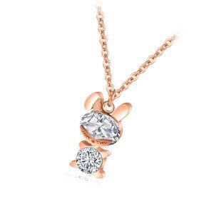 Gold-Plated Stainless Steel Diamond Barbie Bear Necklace