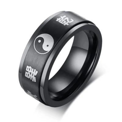 China Truth Gossip Ring Men&prime;s Titanium Steel Black Ring