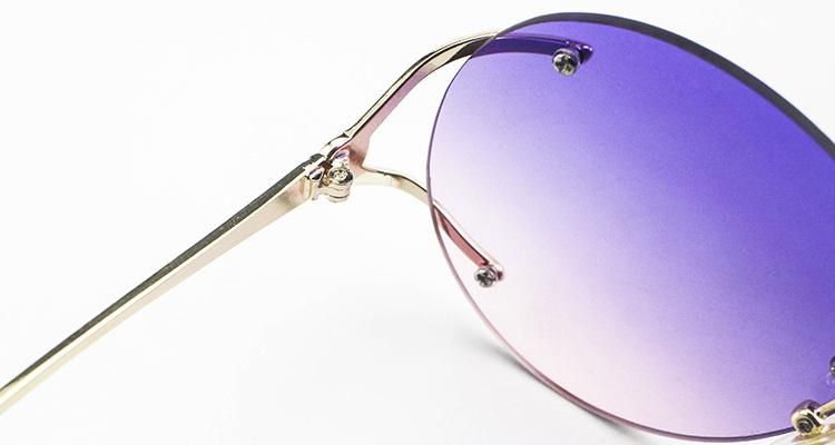 Round Ready Custom Logo Cool Frameless Women Sunglasses