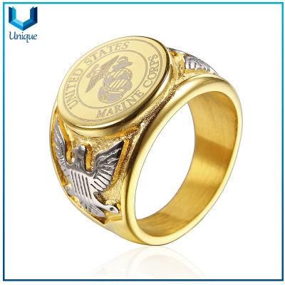 Custom Fashion Finger Ring Factory Man Gold Ring for Us Military Troop Police Decoration Personalized Gifts