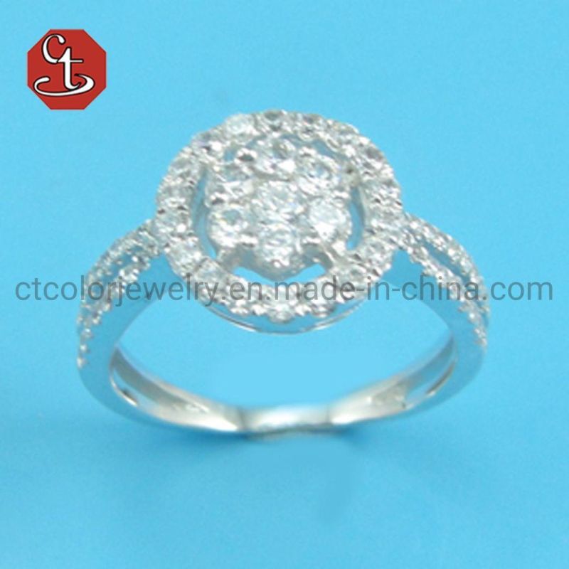 Wholesale New Model Classic Fashion Wedding Jewelry Sterling Silver Special Shiny Round CZ Stone Ring for Girl