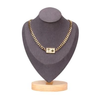 Trendy Copper Gold Plated Cuba Chain Choker Pendant Necklace for Women