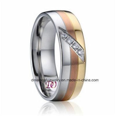 Custom New Fashion Gold Plated Ring Zircon Steel Ring for Women and Men