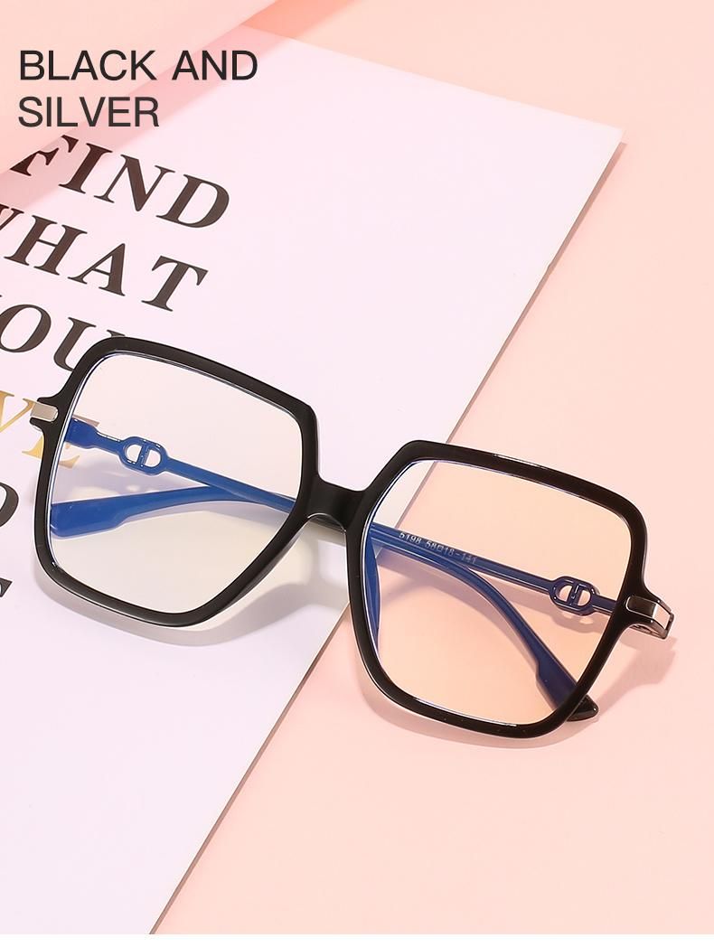 Large Frame Anti-Blue Glasses Female Transparent Color Big Face Net Red Glasses Frame Square Glasses