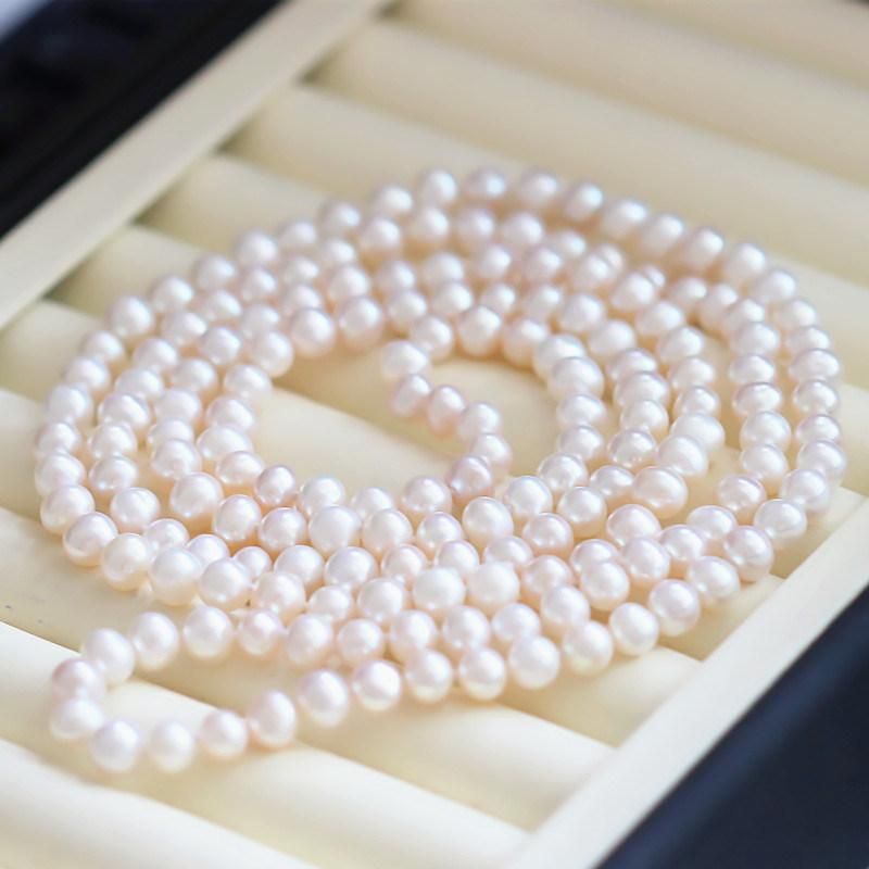 Classic Fashion Long Round Natural Cultured Freshwater Pearl Sweater Necklace (XL120048)