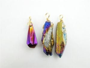 Quartz Jewelry, Druzy Pendant with Gold Plating