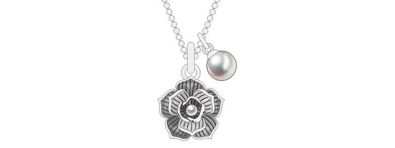 ODM Classic Black and White Flower Pattern Jewelry Set