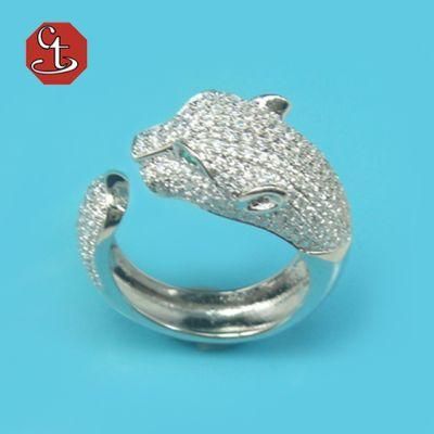 Classic Fashion Opening Ring Animal Leopard Head Ring Silver High Quality Electroplate Party Dance Hip Hop Style Jewelry