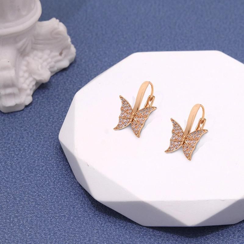 New 18K Gold Plated AAA Cubic Zircon Butterfly Huggie Earrings