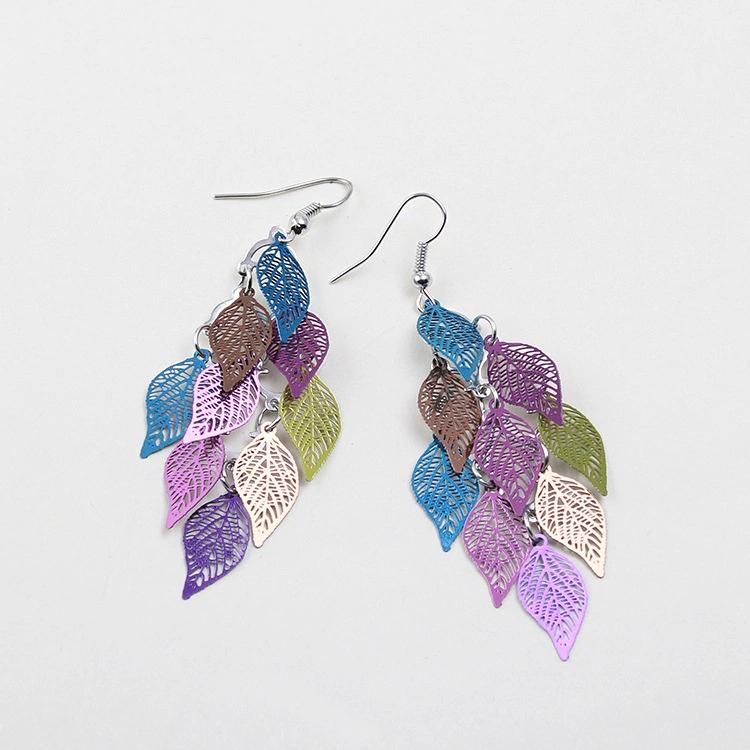 Fashion Colorful Nine-Piece Leaf Earrings