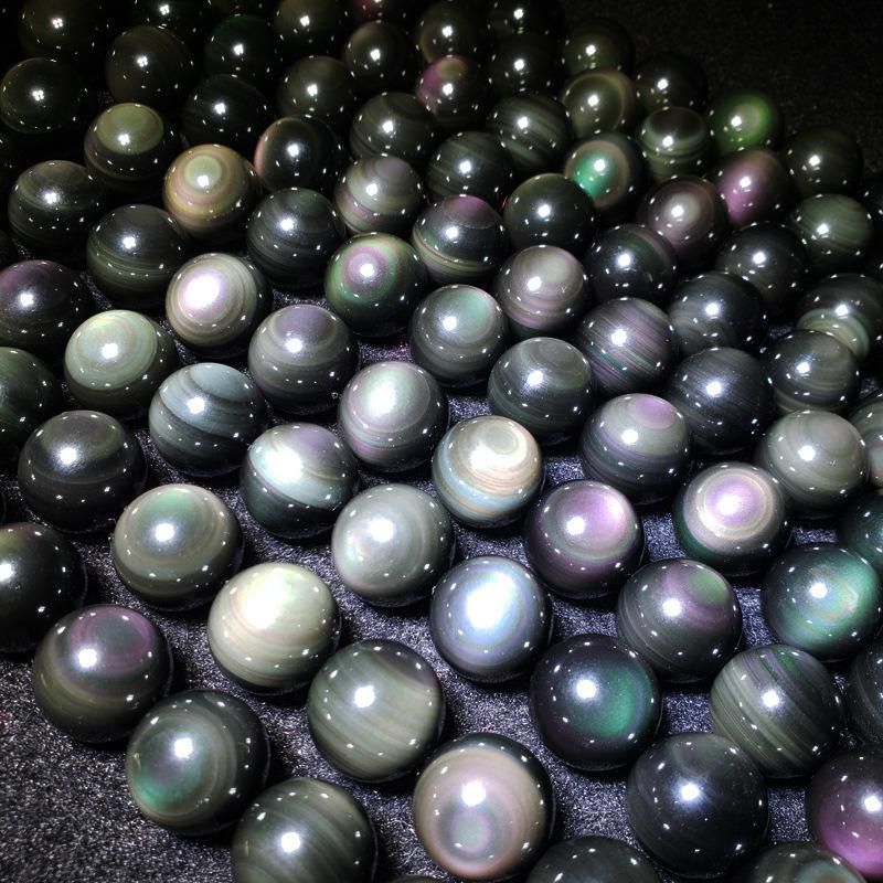 Natural Double Rainbow Eye Obsidian Bracelet Single-Circle Crystal Bracelet