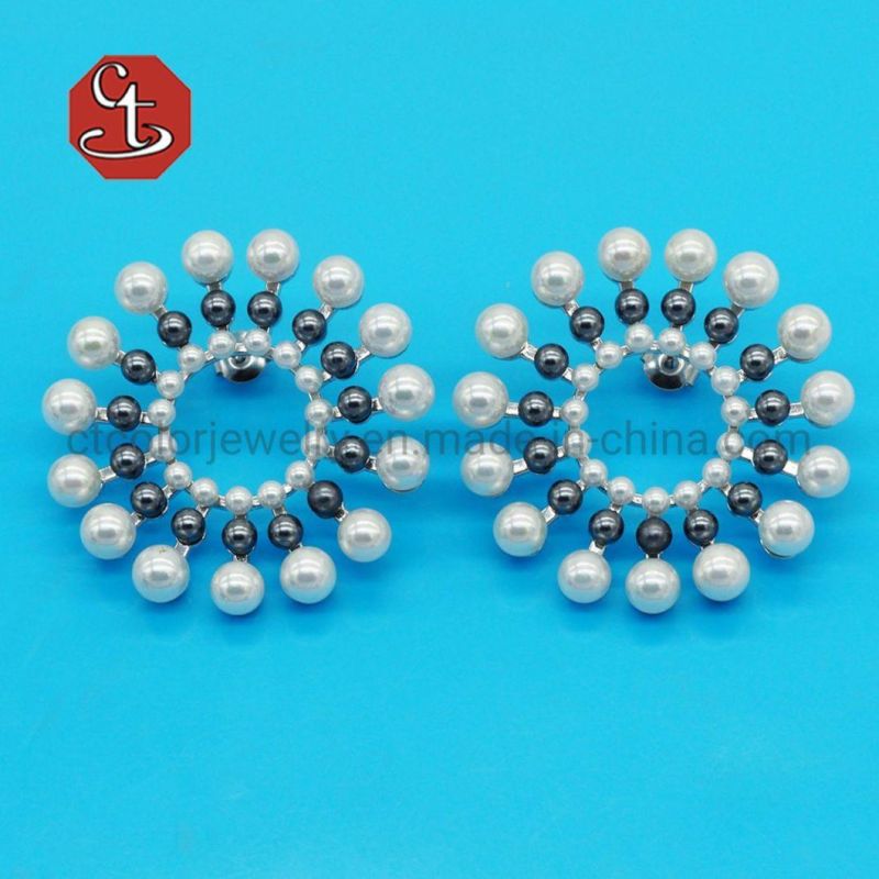 Unique Trendy Micro Pave Cubic Zirconia O Shape Pearl Hoop Earrings for Women Jewelry