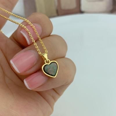 Best Fashion Jewelry Natural Mother of Pearl Shell Necklace with Heart Pendant in Gemstone Jewelry