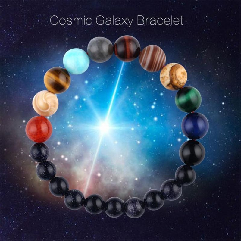 Lovers Eight Planets Natural Stone Bracelet Universe Yoga Chakra Galaxy Solar System Beads Bracelets for Men Women Jewelry