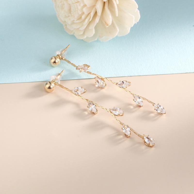 Water Drop Zircon Long Wild Fashion Retro Earrings