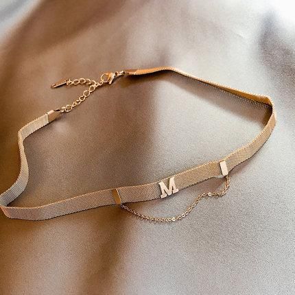 Fashion Titanium Steel Metal Short Clavicle Necklace for Women