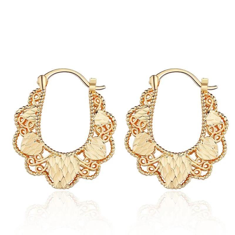 Wholesale Copper Jewelry Diamond Oro Laminado Women Fashion Hoop Earring