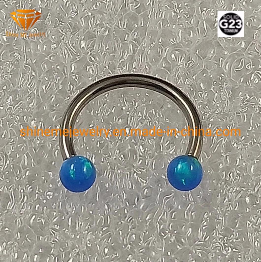 Body Piercing Grade23 Titanium Piercing Titanium Blue Opal Horseshoe Tp1964