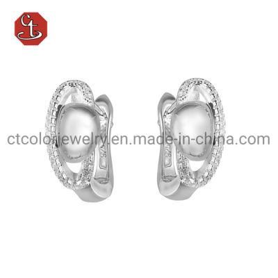 Fashion Jewelry Stud Earring with CZ High Quality Planet Silver Earring