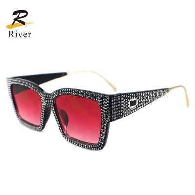 Light Diamond-Encrusted PC Frame Women Stock Sun Glasses