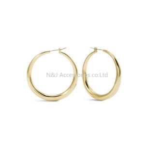 Gold Plated Alloy C Shape Wide Hoop Earrings Gift Fs Elegant Fashion Women Jewelry