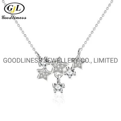 925 Sterling Silver Women Star CZ Necklace Fine Jewelry