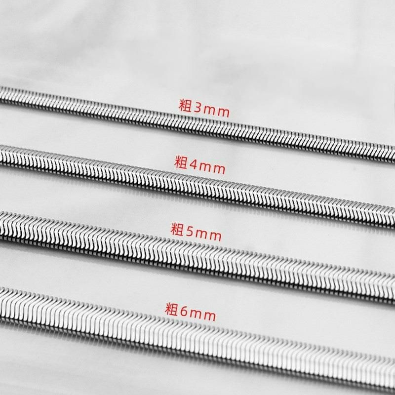 Width 3mm Stainless Steel Flat Necklace Gold Waterproof Filmy Snake Chain Men Gift Jewelry Various Length