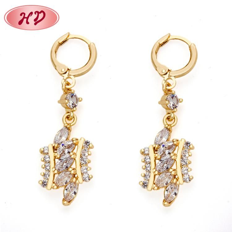 Guangzhou Hengdian Daily Wear Hanging Brass Fashion 18K Gold Women Earrings