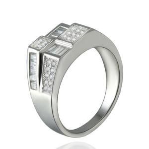 Luxury Celebrity Square Design 925 Silver Fashion Men Jewelry Ring