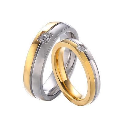 Personalized Simple Titanium Steel Ring Two-Color Plating Men and Women Couple Rings