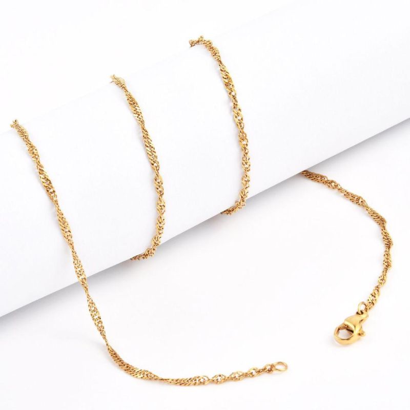 Wholesale Fashion Gold Plated Stainless Steel Singapore Chain Necklace Jewellery for Women Fashion Jewelry Making