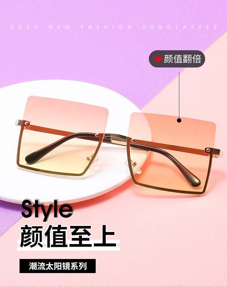 Square Sunglasses Modern Fashion Half Frame Sunglasses Live Street Shooting Glasses