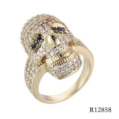 Punk Style 925 Sterling Silver with CZ Skeleton Ring
