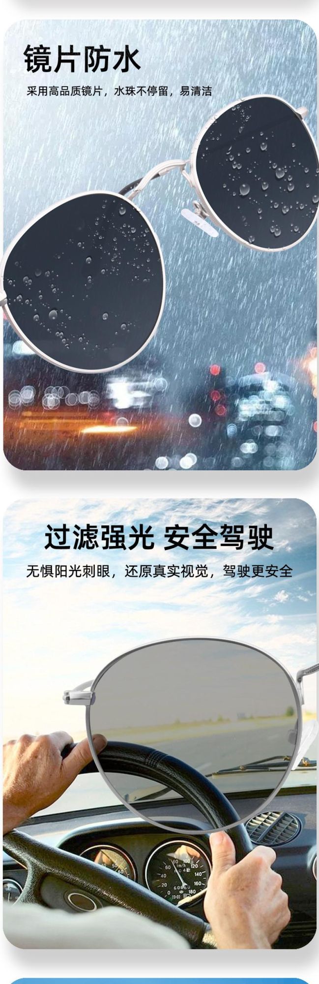 Custom Designer Shades Metal Stainless Steel Round Frame Polarized Sunglasses for Men and Women