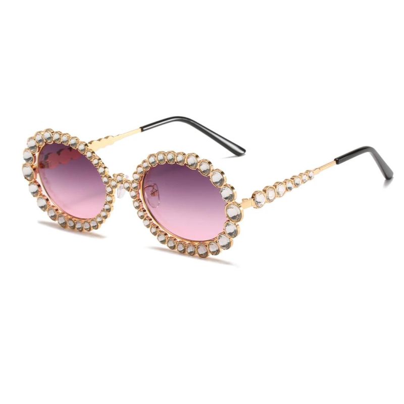 2020 Ready Made Metal Diamonds Flower Fashion Sunglasses