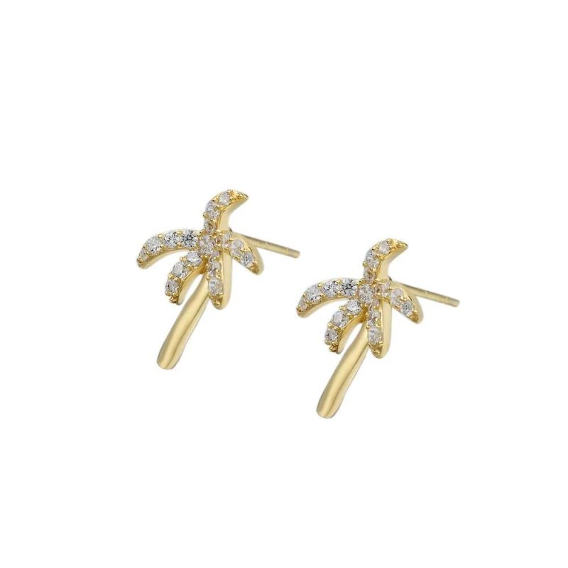 Luxury Statement Unique Coconut Tree Gold Chunky Earrings